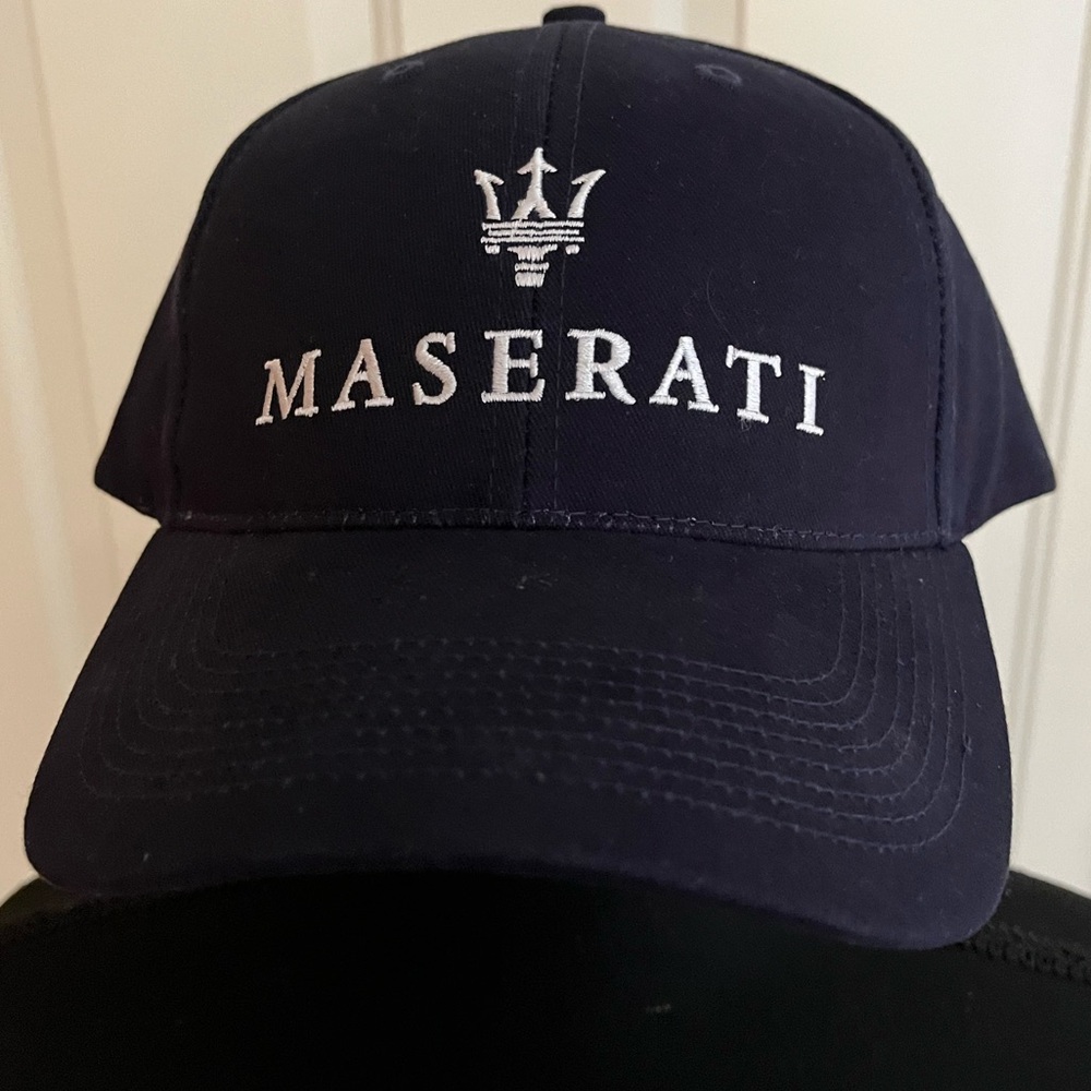 New Maserati blue baseball embroidered trident adjustable strap hat. One size